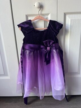 Jona Michelle Purple Ombre Tulle Bow Formal Dress